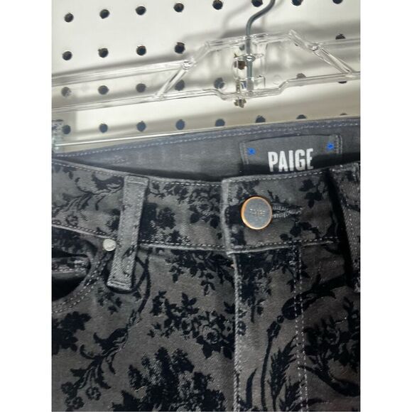 PAIGE Transcend Hoxton High Waist Skinny Ankle Velvet Flocked Versaille jeans si - Picture 9 of 13